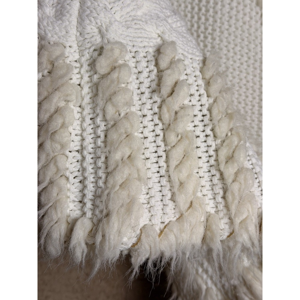 Lilly Pulitzer Sweater‎ Vest S Ivory Chunky Knit Fringe Boho Cottagecore Open - Picture 6 of 13